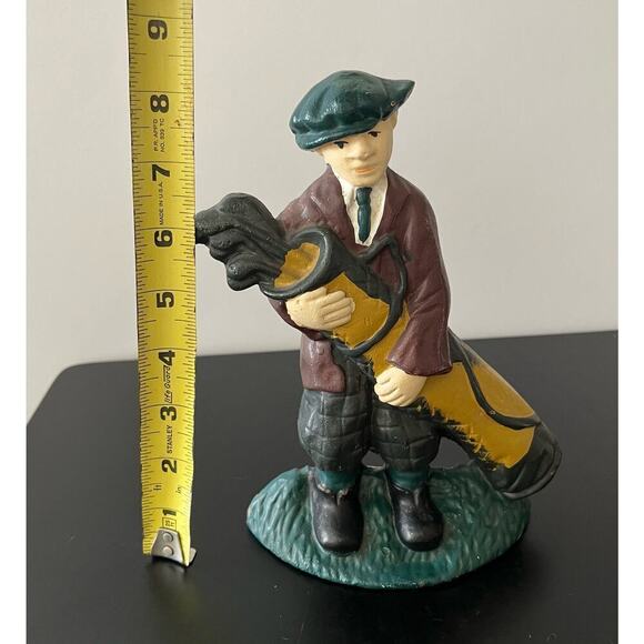 Vintage 8.5"Cast Iron Golf Caddy Doorstop Bookend Figure - Picture 5 of 6